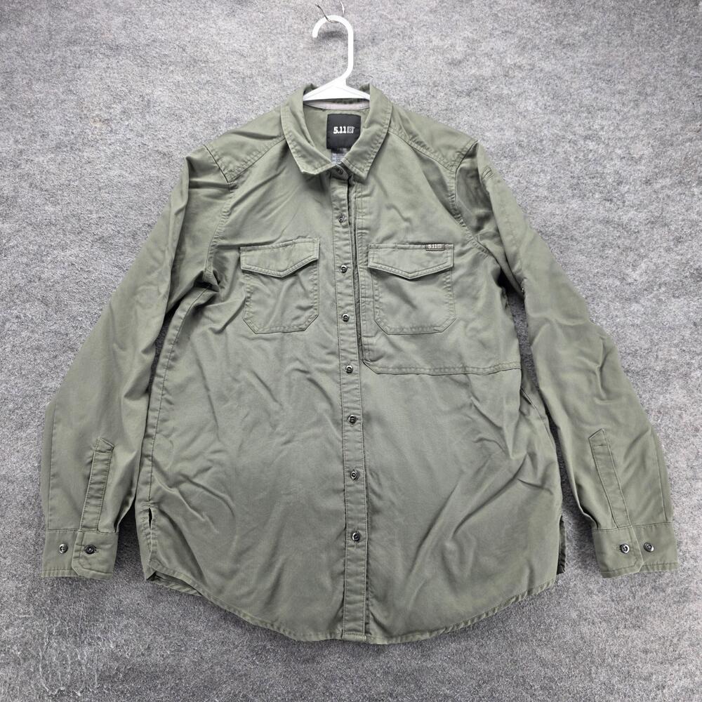 5.11 Shirt Womens M Green Long Sleeve Button Up Regular Fit Lyocell Pockets